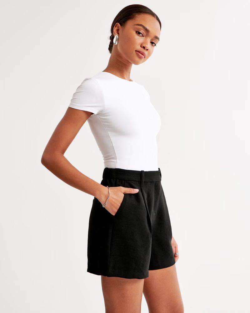 High Rise Premium Crepe Tailored Short | Abercrombie & Fitch (US)