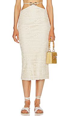 PatBO Crochet Midi Skirt in Bone from Revolve.com | Revolve Clothing (Global)