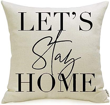 Meekio Farmhouse Pillow Covers with Let’s Stay Home Quote 18 x 18 for Farmhouse Décor Housewar... | Amazon (US)