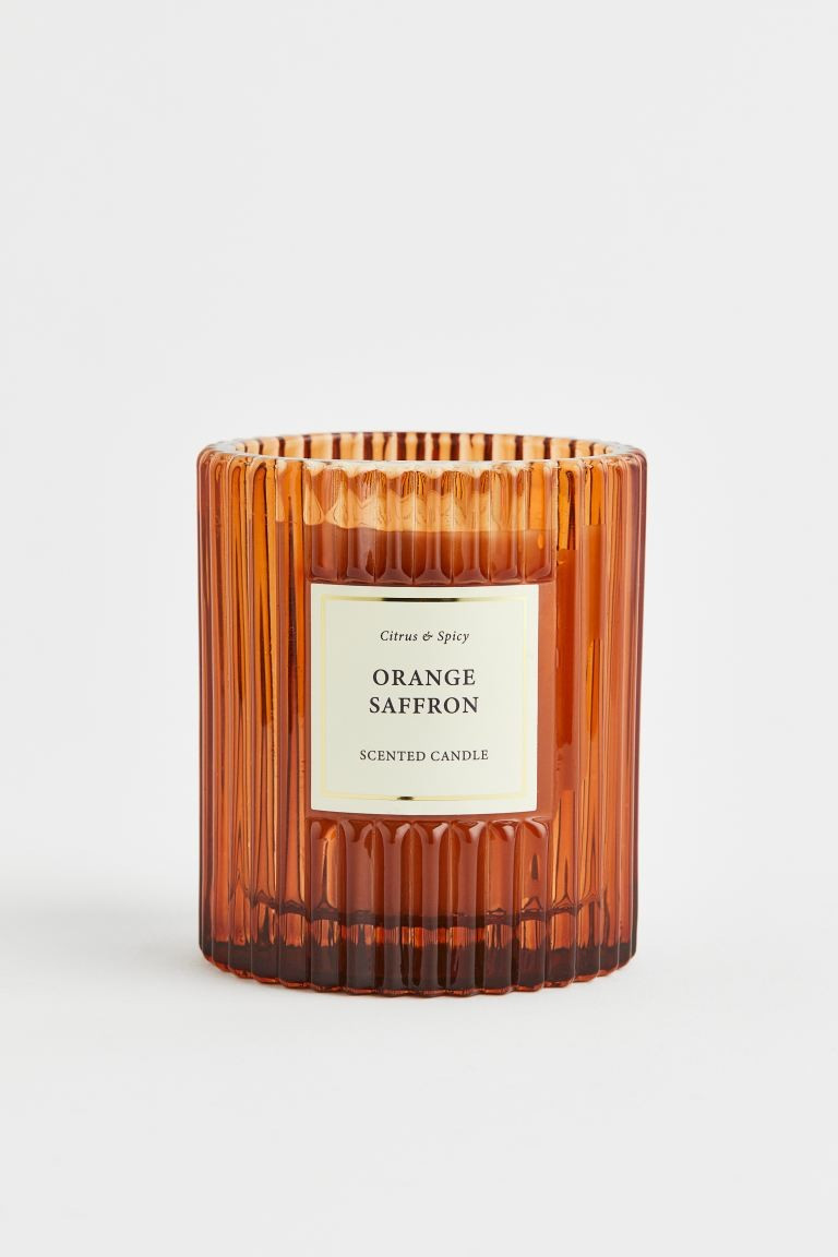 Scented Candle in Glass Holder - Brown/Orange Saffron - Home All | H&M US | H&M (US + CA)