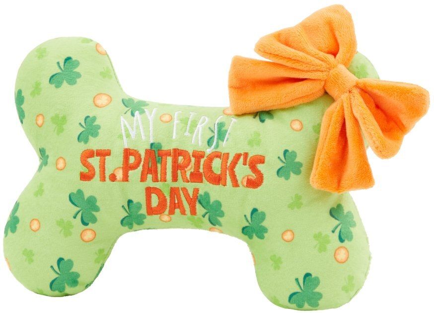 Frisco St. Patrick's My First St. Patrick's Day Bone Reversible Plush Squeaky Dog Toy | Chewy.com