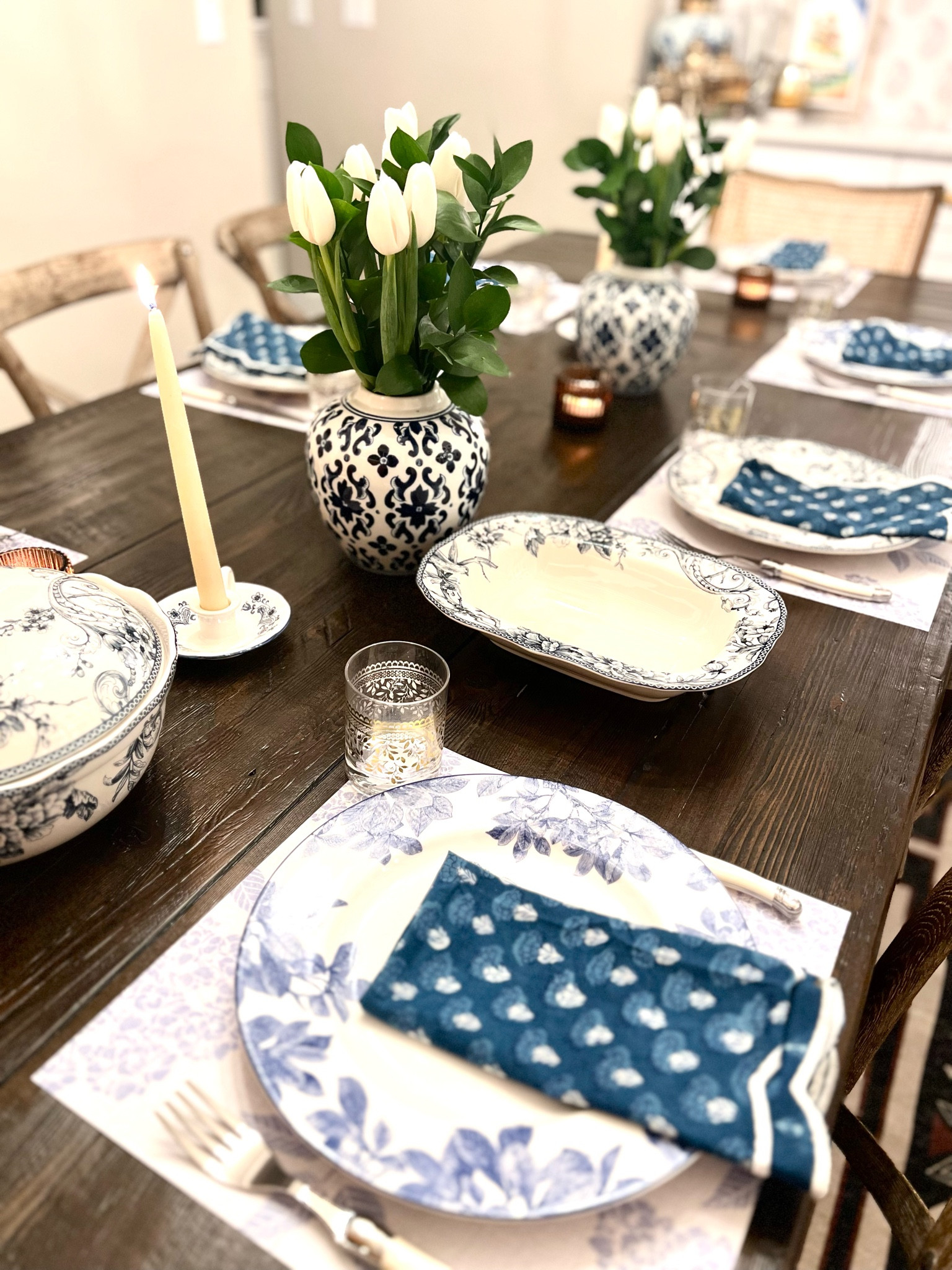 A blue and white dinner table setting! #spring 

#LTKFind #LTKSeasonal #LTKhome
