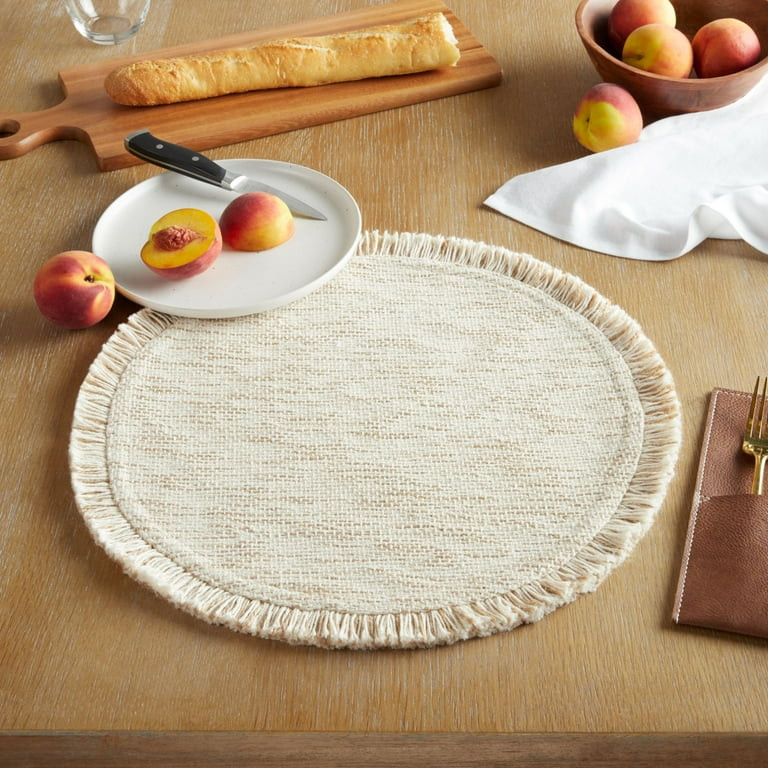 Mainstays Lilli Fabric Placemat, Natural, 17" Round, 1 Piece | Walmart (US)