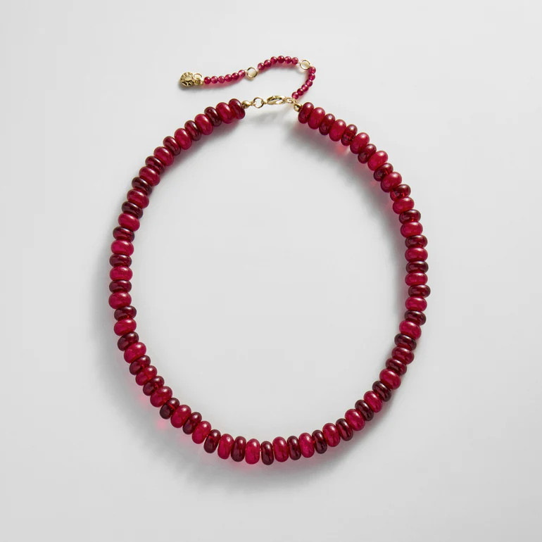 Joyce Semi-Precious Beaded Necklace - Red Jasper | BaubleBar