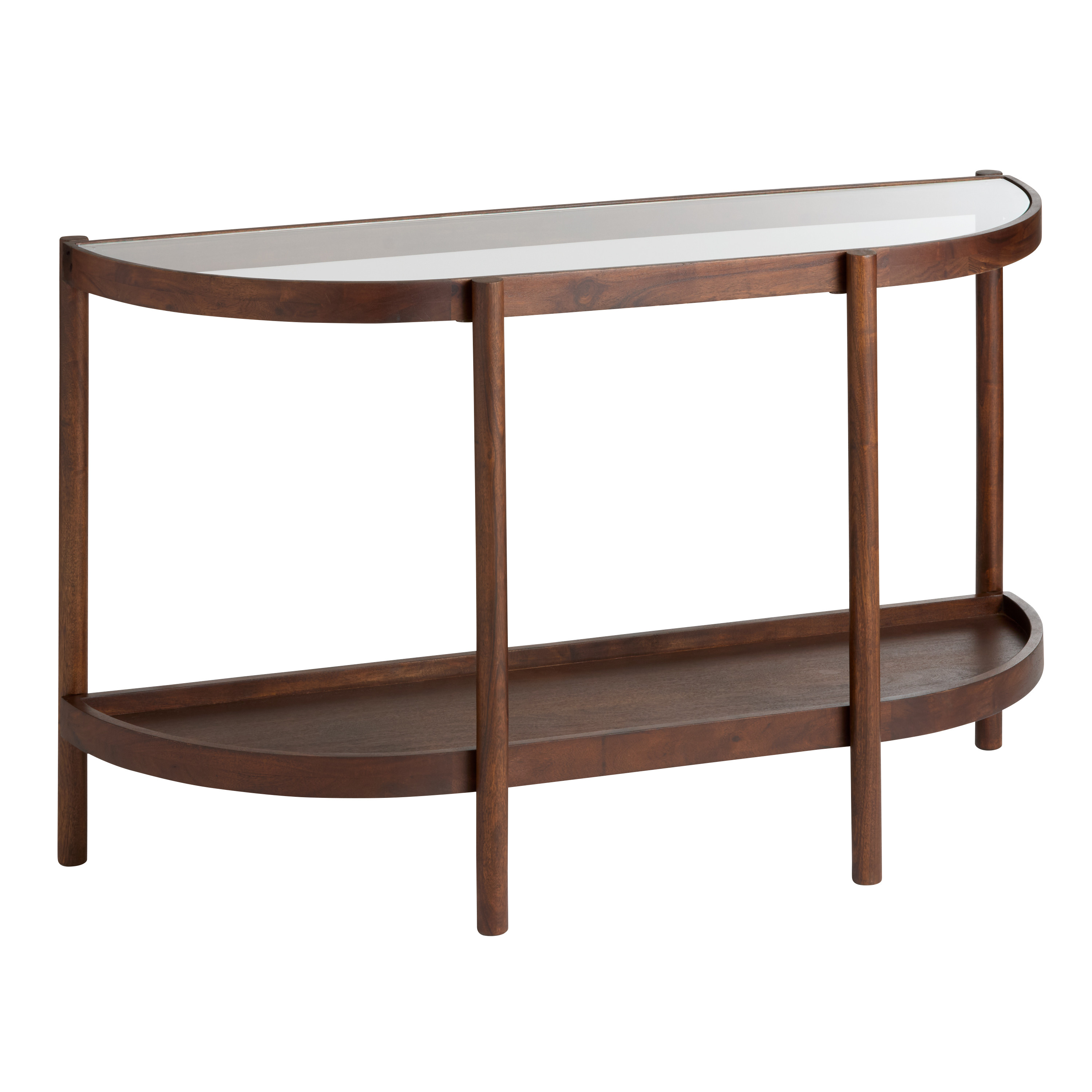 Lakelyn Half Round Wood and Glass Top Console Table | World Market