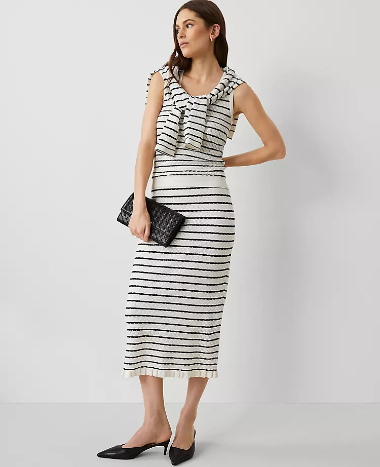 Striped Knit Textured Skirt | Ann Taylor