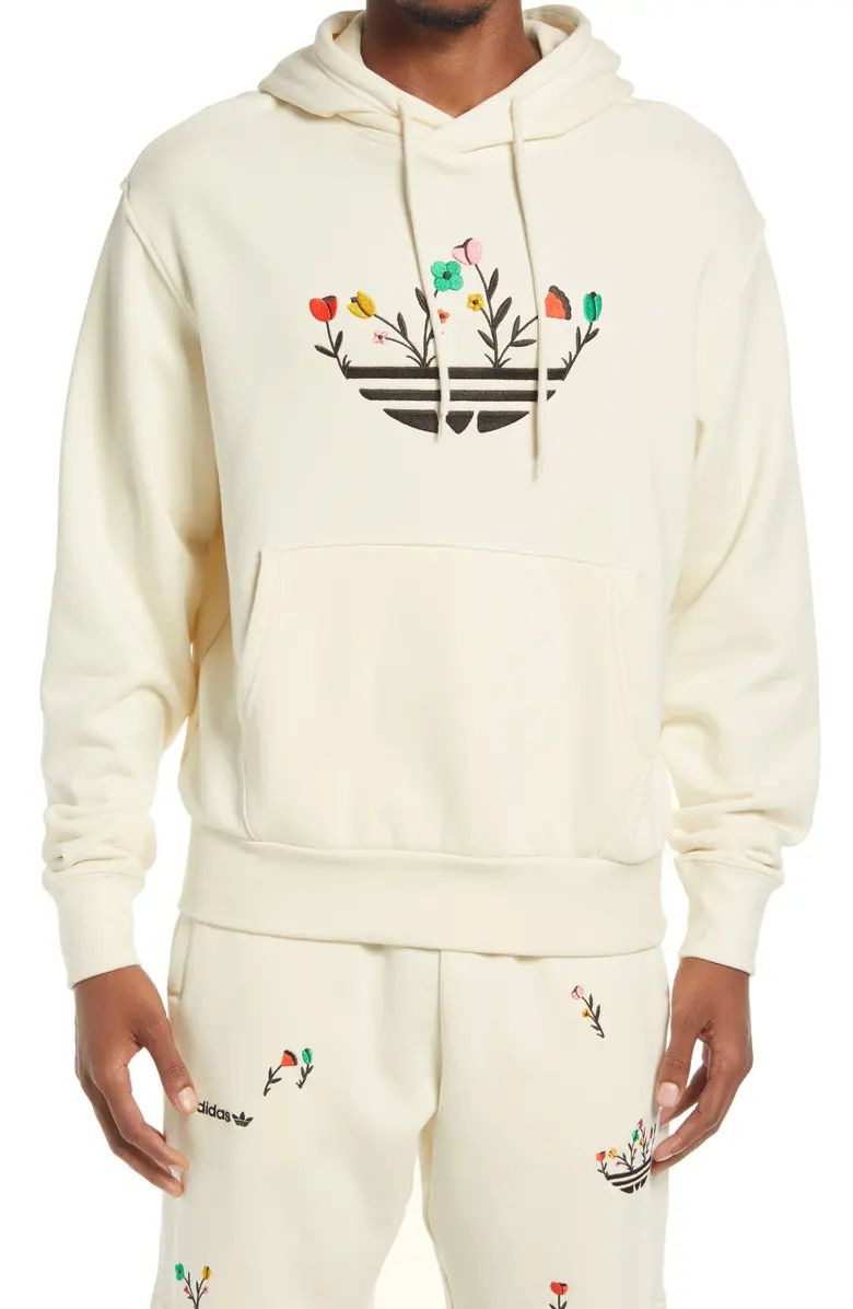 Embroidered Floral Trefoil Organic Cotton Graphic Hoodie | Nordstrom