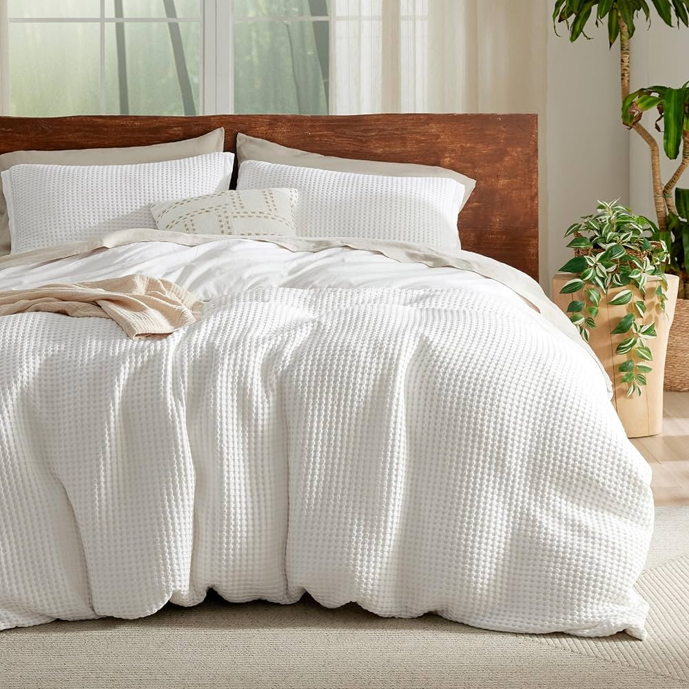 Bedsure Waffle Duvet Cover King - Moisture-Wicking Cotton Blend Rayon Derived from Bamboo Duvet C... | Amazon (US)