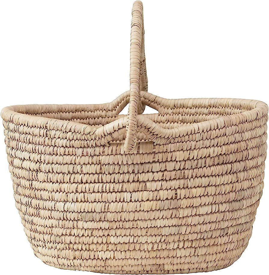 Creative Co-Op Hand-Woven Grass and Date Leaf Handle Baskets, Natural | Amazon (US)