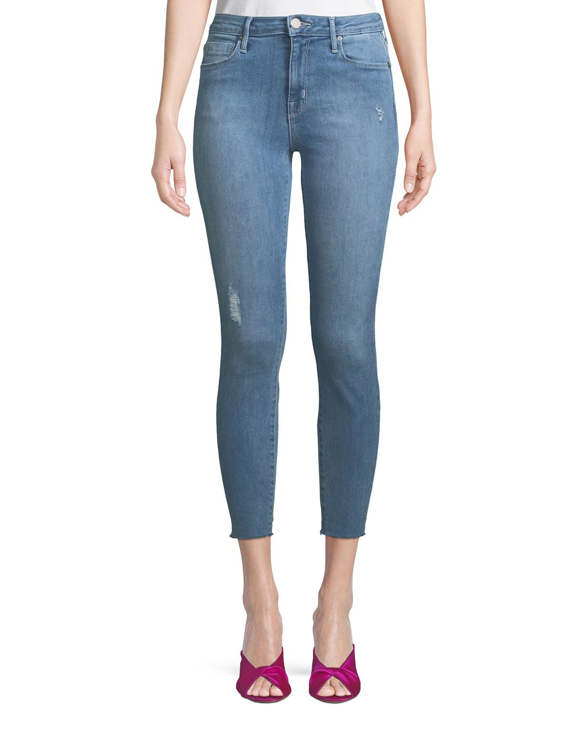 Bombshell Cropped Skinny Jeans with Light Distressing | Neiman Marcus