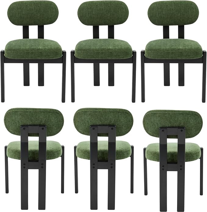 DUOMAY Modern Dining Chairs Set of 6, Chenille Upholstered Dining Room Chairs Makeup Vanity Chair... | Amazon (US)