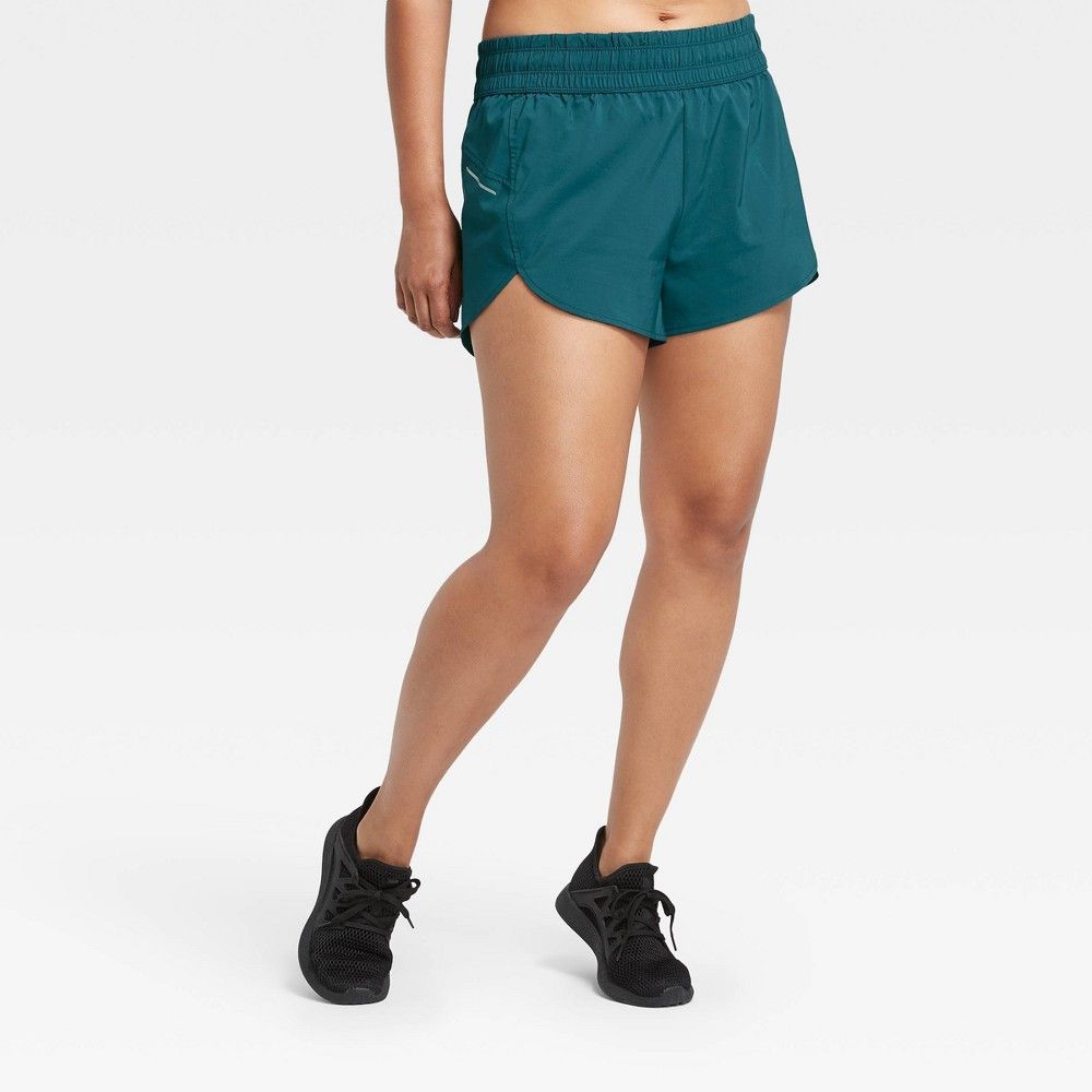 Women's Mid-Rise Run Shorts 3"" - All in Motion Teal M, Blue | Target