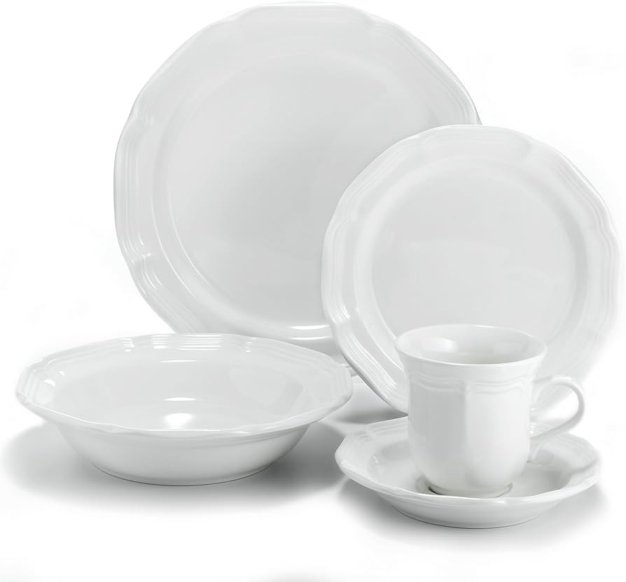 Amazon.com: Mikasa French Countryside 40-Piece Dinnerware Set, Service for 8, White | Amazon (US)