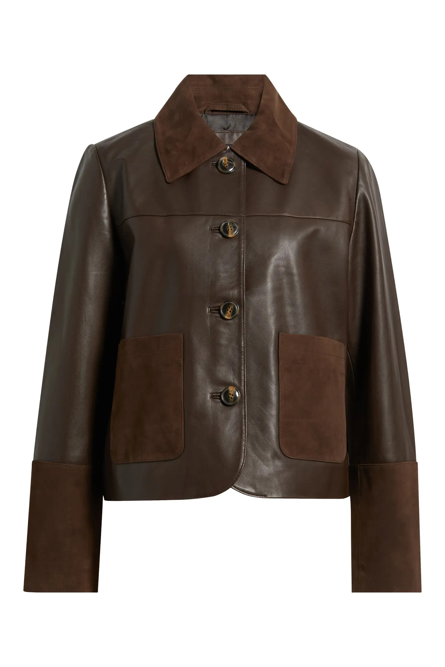 Short Mixed Media Leather Jacket (Women) | Nordstrom | Nordstrom