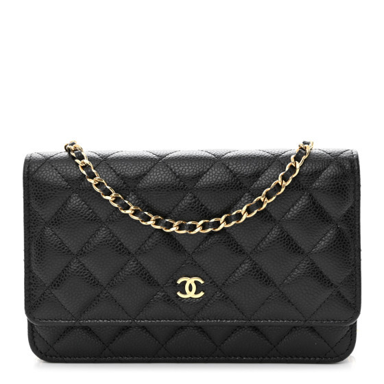 Caviar Quilted Wallet on Chain WOC Black | FASHIONPHILE (US)