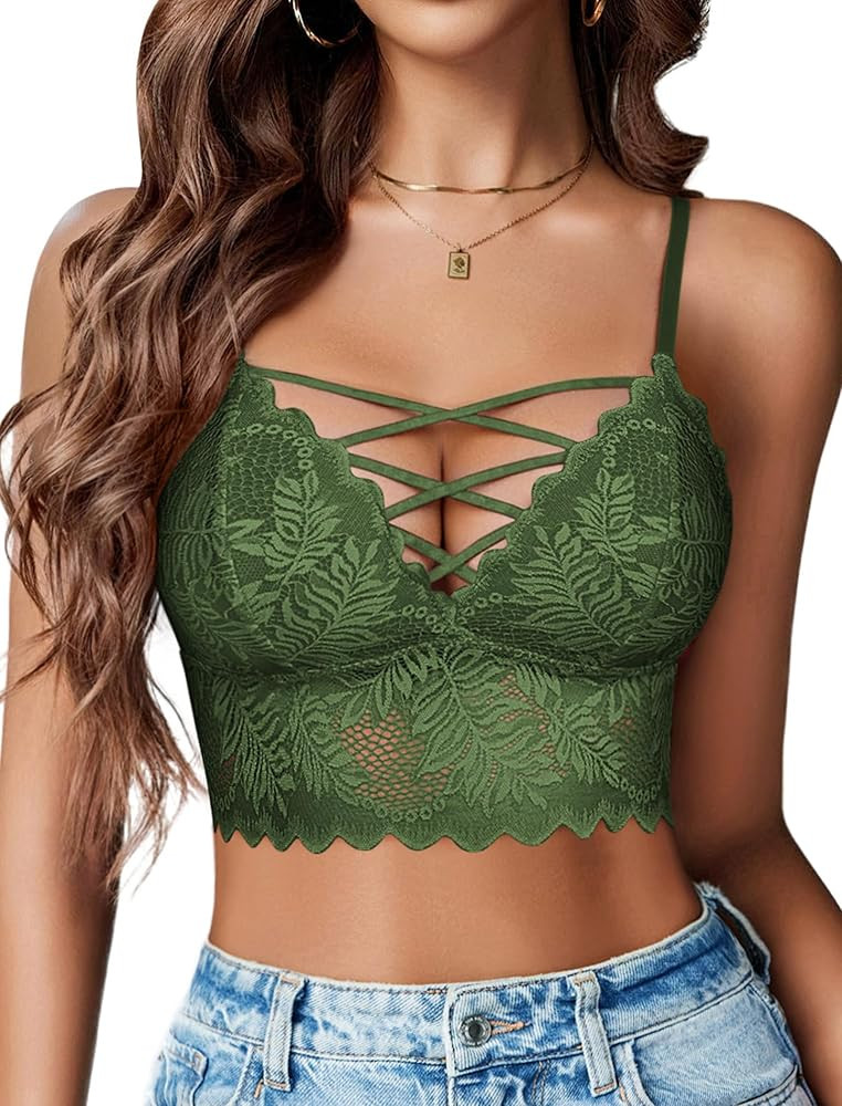 Avidlove Bralettes for Women V Neck Lace Camisole Y2K Tank Top Strappy Cami Unpadded Bra Lingerie... | Amazon (US)