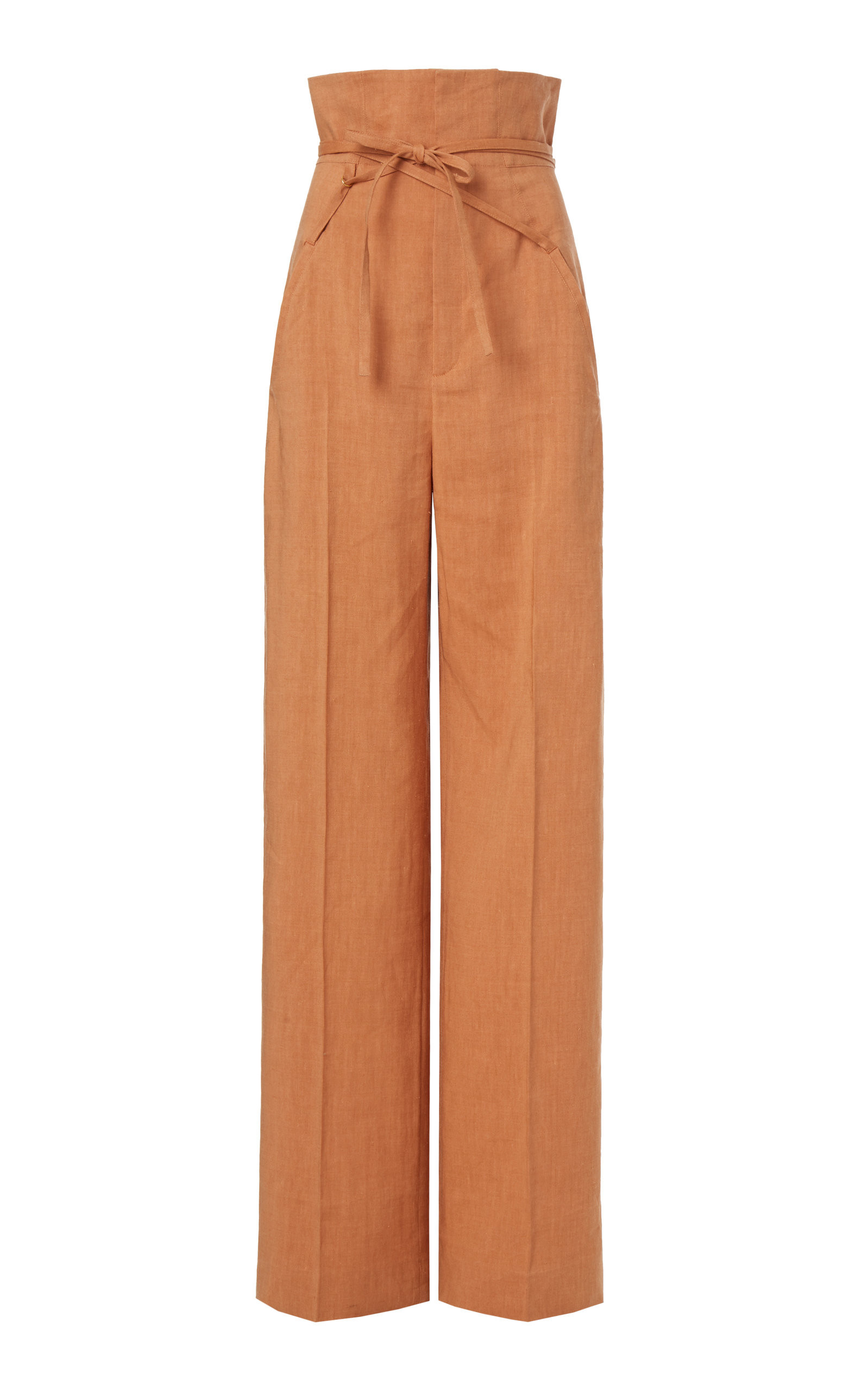 Novio Belted High-Rise Hemp-Blend Wide-Leg Pants | Moda Operandi (Global)