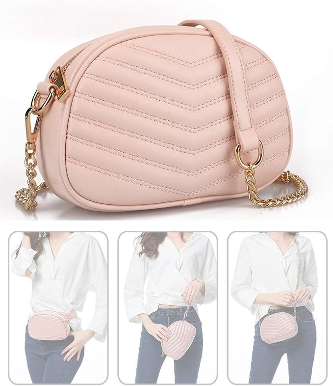 3 in 1 Fashion Waist Bags for Women Quilted Shoulder Purses with Chain Strap Small Ladies Fanny P... | Amazon (US)