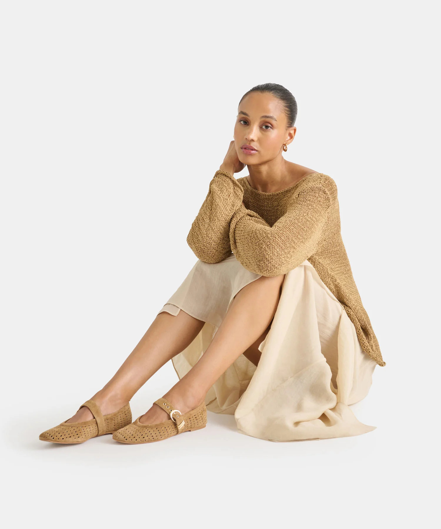 Mikel Lt Brown Perforated Suede Ballet Flats | Dolce Vita | DolceVita.com
