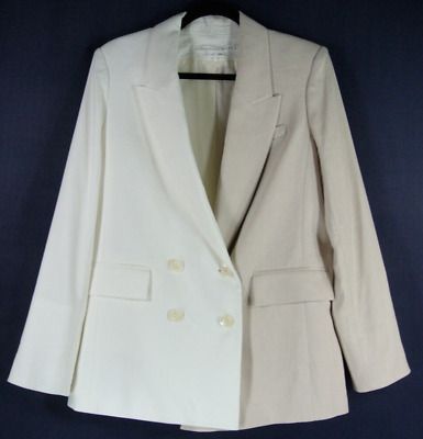 NEW Veronica Beard Braeton Two-Tone Linen Blend Jacket White/Limestone 4 #SJ426  | eBay | eBay US