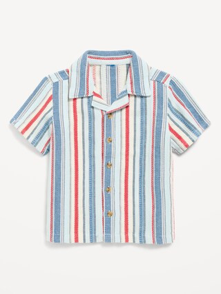 Short-Sleeve Striped Textured Shirt for Toddler Boys | Old Navy (US)
