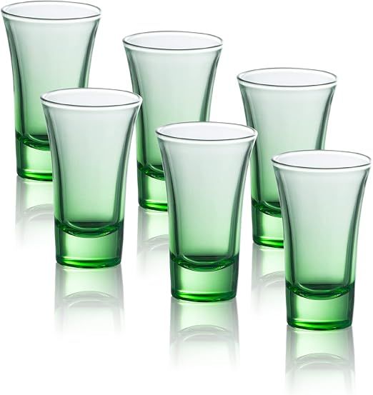 M&N HOME Ombre Green Shot Glass Set, 2 Oz Set of 6 Colored Shot Glasses, Whiskey Glasses, Tequila... | Amazon (US)