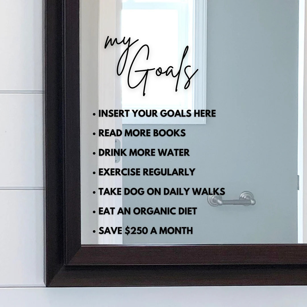 Goal List Mirror Decal | Customizable Font, Color, Goals, New Year's Resolutions, Affirmations - ... | Etsy (US)
