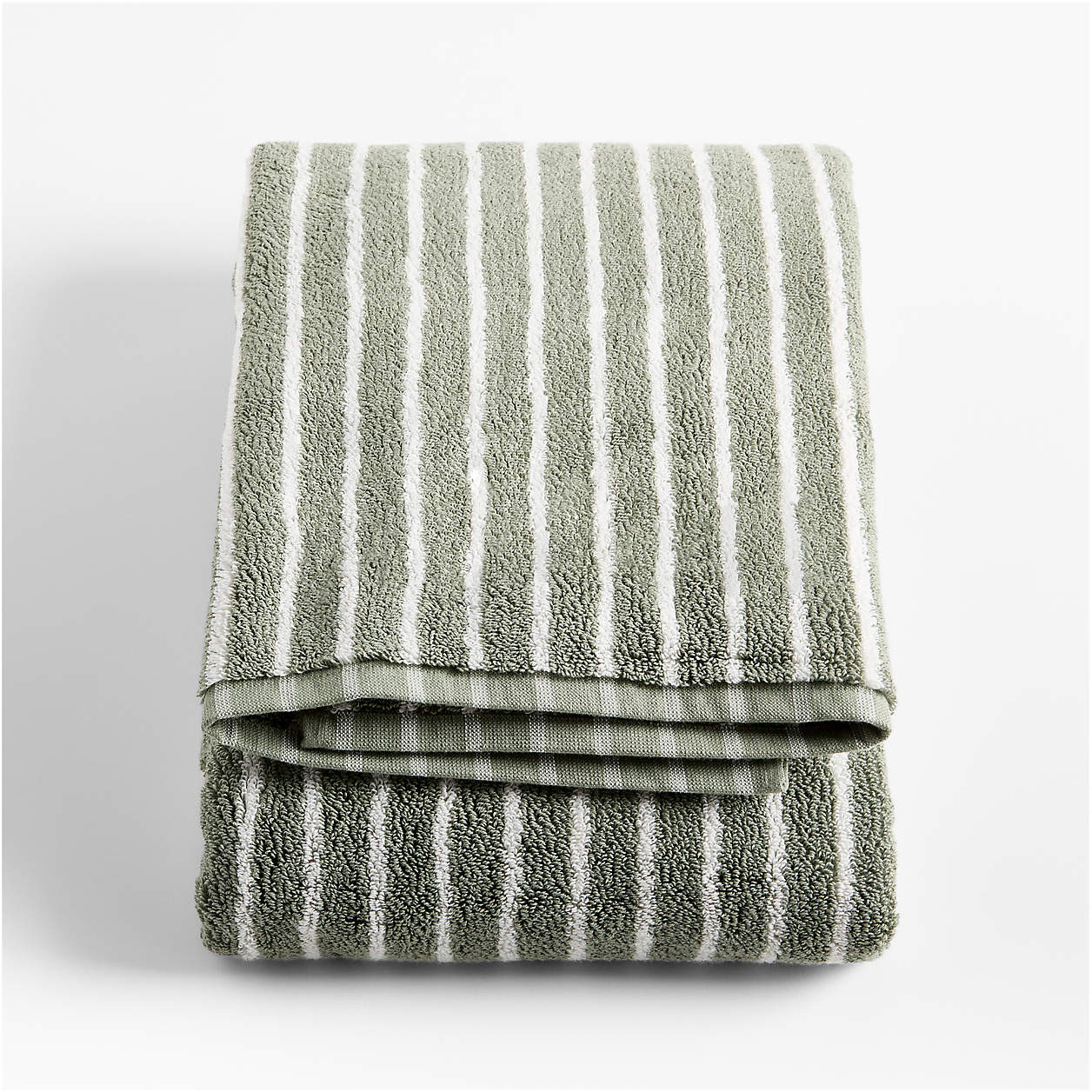 Organic Turkish Cotton Pampas Ivory and Evening Blue Stripe Bath Towel + Reviews | Crate & Barrel | Crate & Barrel
