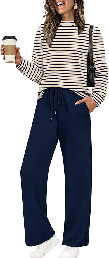 Sampeel Two Piece Sets for Women Mock Neck Matching Sets Loungewear Fall Clothes Travel Outfits F... | Amazon (US)