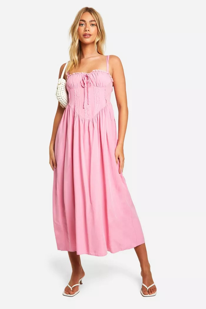 Lace Corset Midaxi Smock Dress | boohoo (US & Canada)
