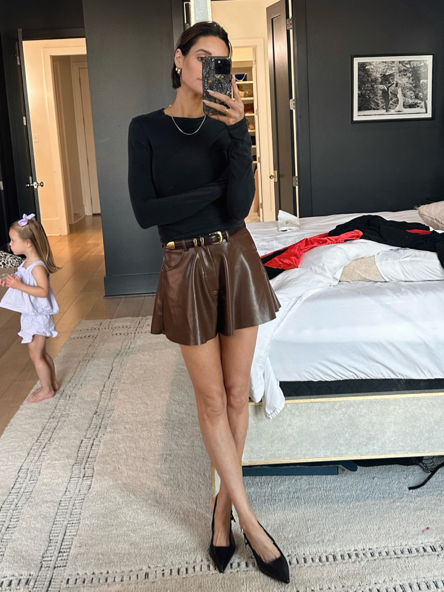 Mixing textures and tones for the perfect fall look 🍂🖤. Loving how this soft SKIMS cotton top pairs with these brown leather shorts, cinched with the Aritzia belt for that extra touch! Finished it off with sleek black slingback pumps from Lana Wilkinson—because who says black and brown can’t be chic together?

#LTKWorkwear