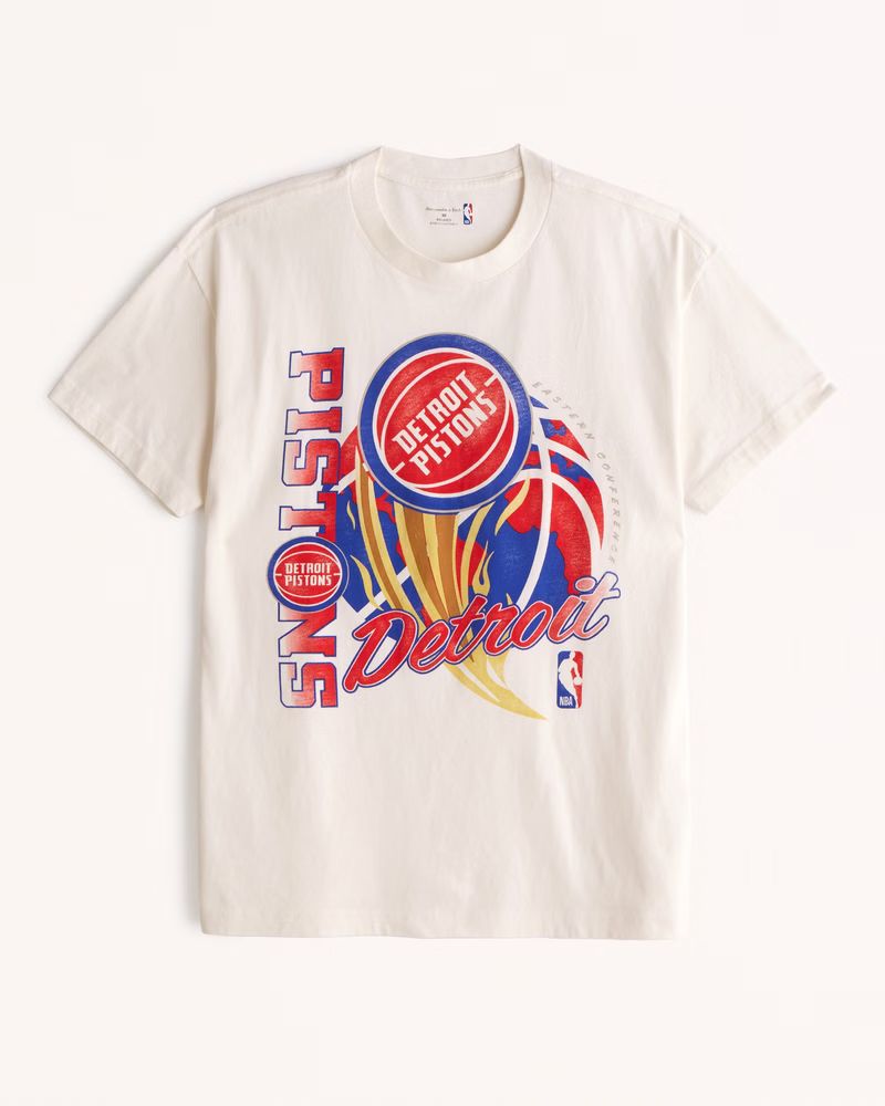 Abercrombie & Fitch Men's Detroit Pistons Graphic Tee in Off White Pistons Graphic - Size S | Abercrombie & Fitch (US)