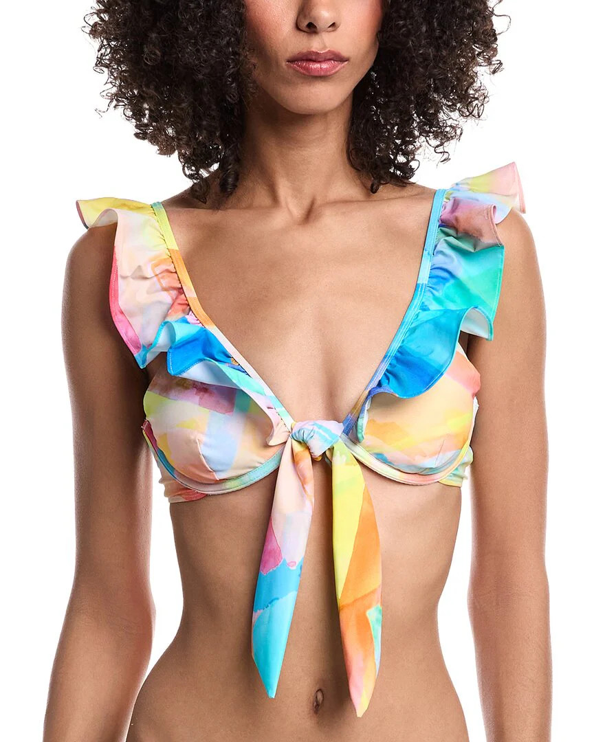 Milly Watercolor Paint Stroke Ruffle Bikini Top | Shop Simon