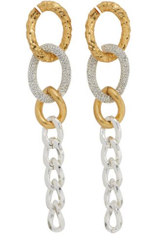 Gold & Silver Metal Mix Chain Earrings | SSENSE