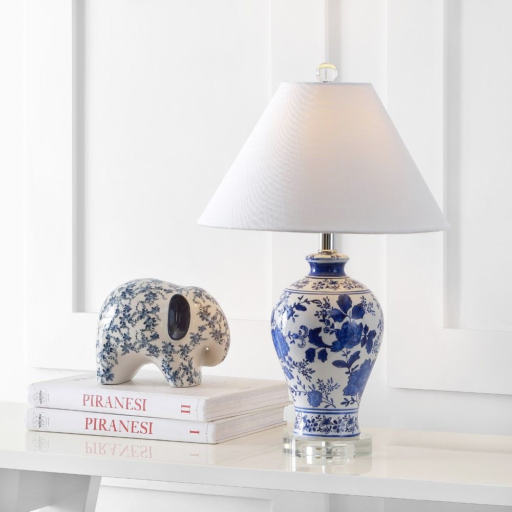 Song 21.5" Ceramic/Crystal Chinoiserie Floral LED Table Lamp, Blue/White by JONATHAN Y - Walmart.... | Walmart (US)