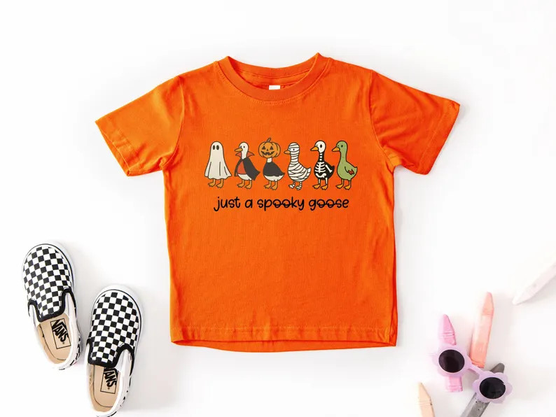 Spooky Goose Halloween Shirt: Funny Skeleton Tee for Kids - Etsy | Etsy (US)