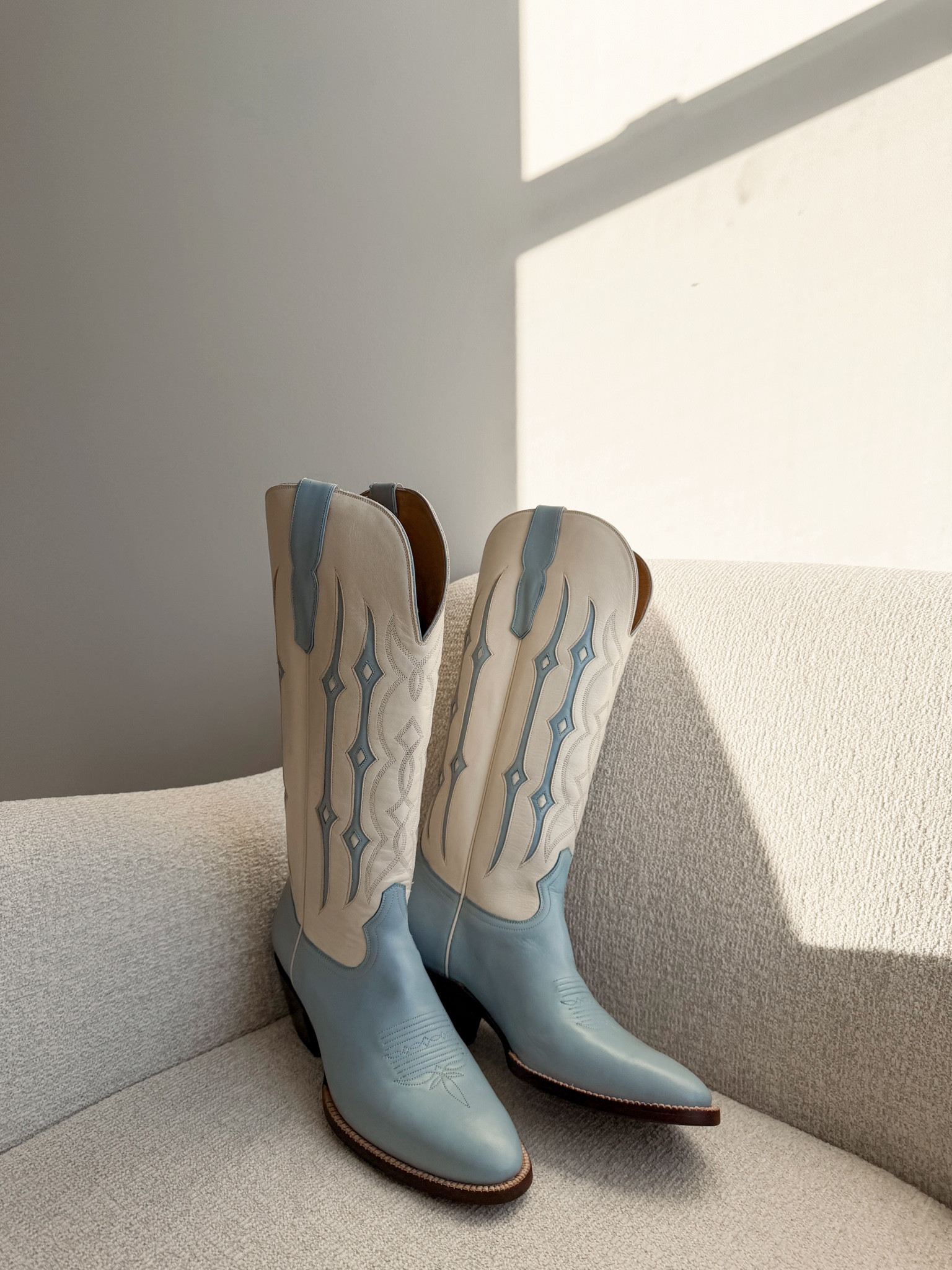 two toned blue cowboy boots - i did my true size 

#LTKTall #LTKSeasonal #LTKootd