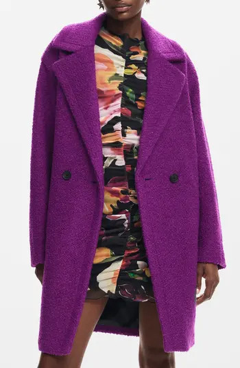 Desigual Amberes Double Breasted Bouclé Coat | Nordstrom | Nordstrom