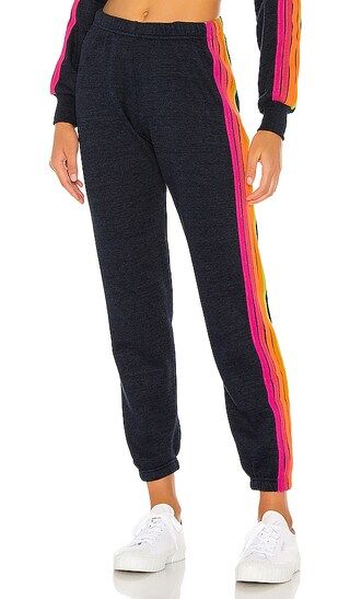 5 Stripe Sweatpants in Heather Navy Neon | Revolve Clothing (Global)
