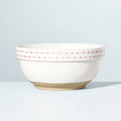 Embossed Fleck Trim Stoneware Serving Bowl Red/Cream - Hearth & Hand™ with Magnolia | Target