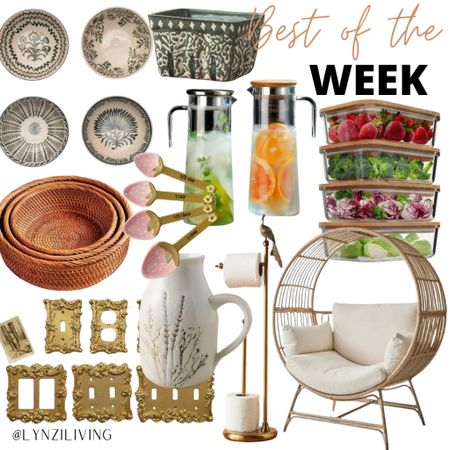 Best of the Week - the most clicked items of last week 

Home decor, home decorations, favorites, McGee and co finds, green bowls, pretty bowls, summer bowls, rattan baskets, cheap home decor, adorable home decor, temu finds, gold switch plate cover, Etsy finds, Etsy home, botanical pitcher, magnolia finds, Anthropologie home, Anthropologie finds, gold toilet paper holder, peacock toilet paper holder, outdoor chair, patio chair, Walmart patio, Walmart chair, bamboo storage containers, food storage containers, plastic pitchers, berry basket, urban outfitters home, urban outfitters finds, strawberry measuring spoons, strawberry decor 

#LTKFindsUnder100 #LTKHome