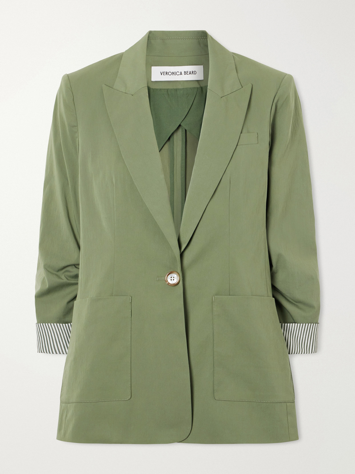 Veronica Beard - Mcallin Dickey Cotton-blend Poplin Blazer - Green | NET-A-PORTER (US)