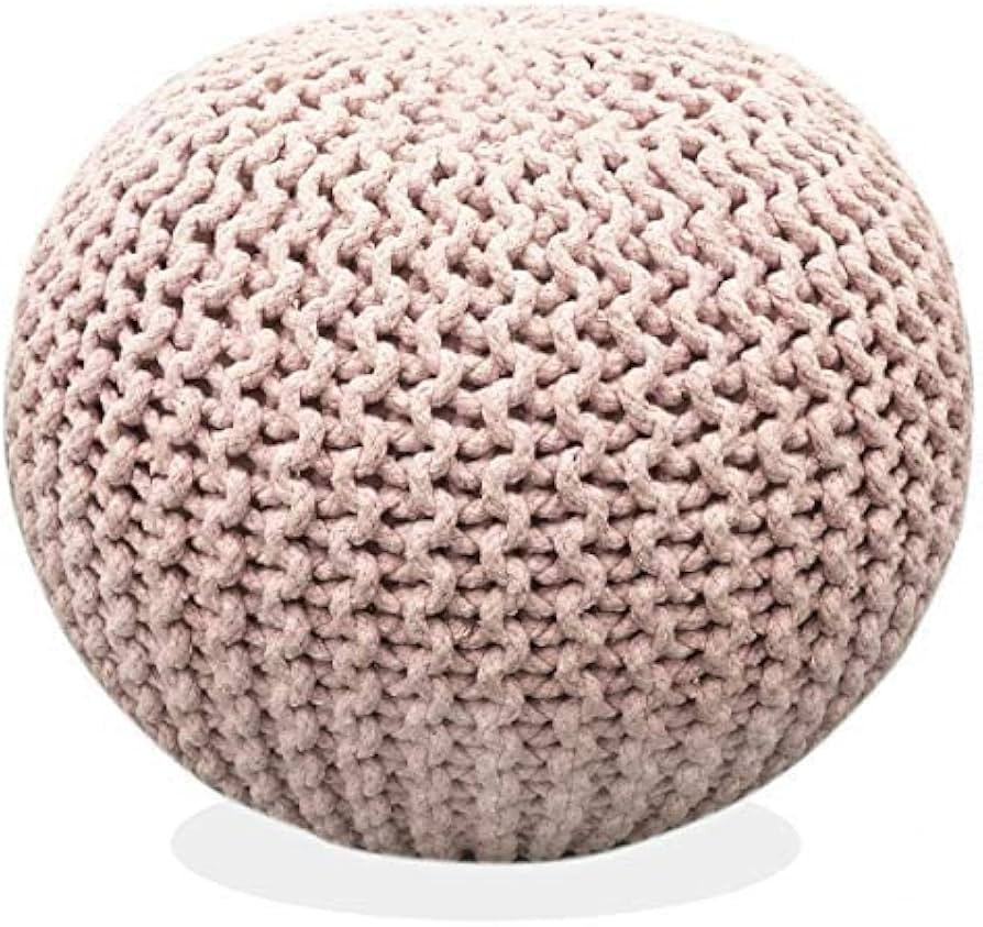 FRELISH DECOR Round Pouf Ottoman Hand Knitted Cotton Pouf Footrest,Foot Stool, Knit Bean Bag Floo... | Amazon (US)