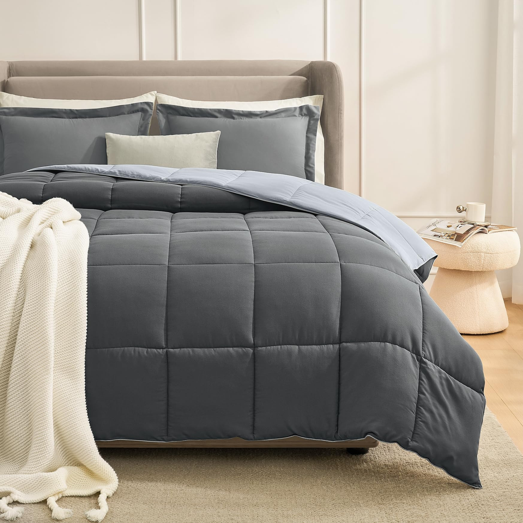 Homelike Moment Queen Comforter Set Grey, Comforters Queen Size Set, Soft Lightweight Down Altern... | Amazon (US)