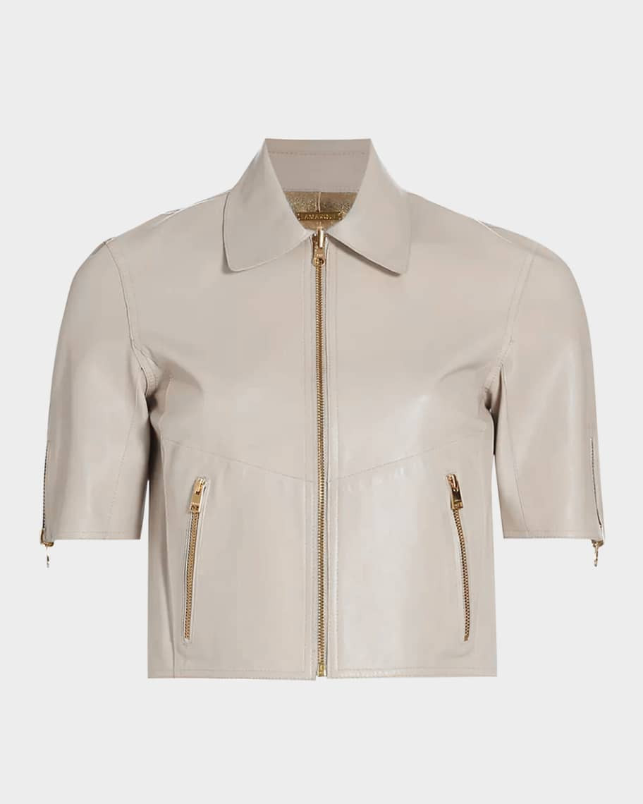 LaMarque Sevana Reversible Short-Sleeve Leather Jacket | Neiman Marcus