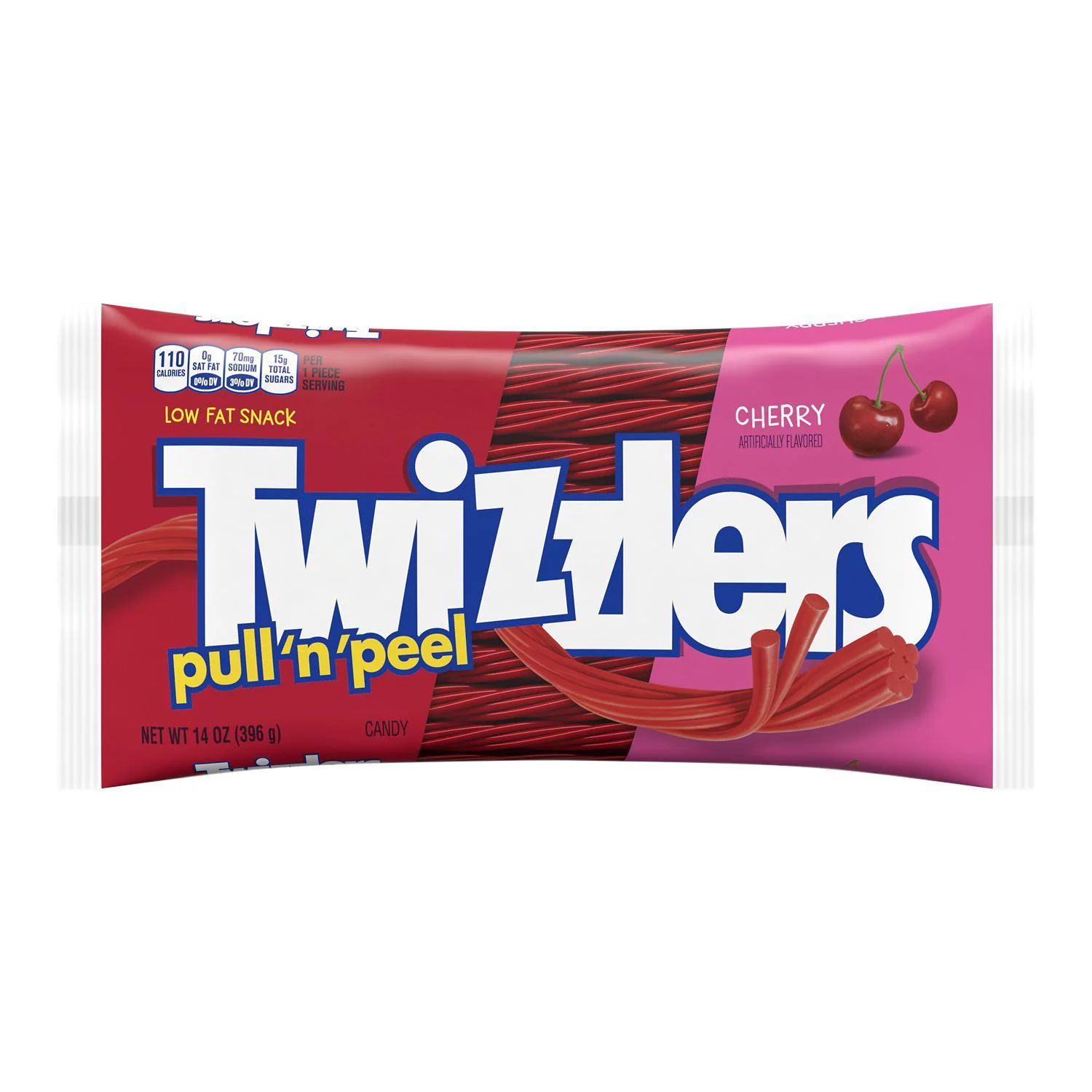 TWIZZLERS, PULL 'N' PEEL Cherry Flavored Chewy Candy, Low Fat, 14 oz, Bag - Walmart.com | Walmart (US)