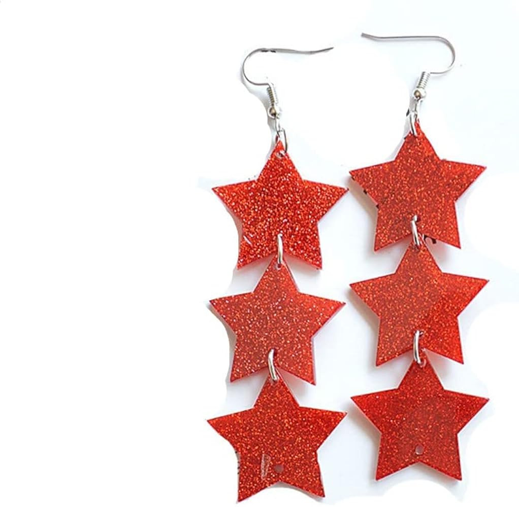 Chic Long Layers Stars Drop Earrings Multicolor Acrylic Shiny Star Pentagram Dangle Earrings Part... | Amazon (US)