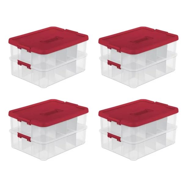 Sterilite 24 Compartment Stack and Carry Christmas Ornament Storage Box (4 Pack) - Walmart.com | Walmart (US)
