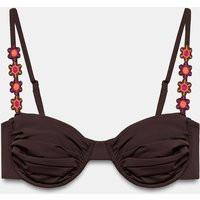 Zara - Floral Underwire Bikini Top - Brown - Xs - Woman | Zara US