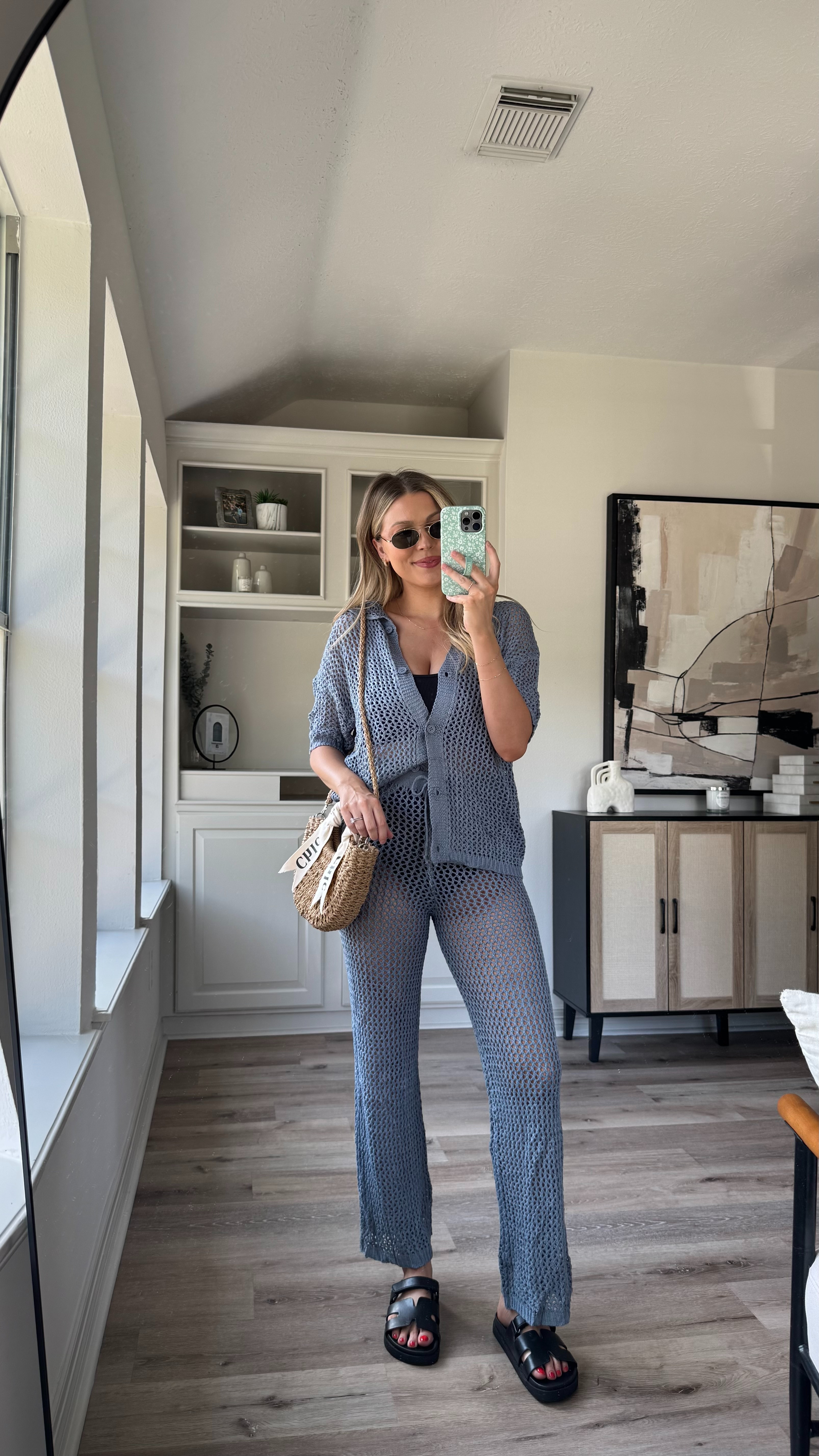 Crochet Coverup Set. This coverup is so cute for pool or beach days. The pants also look so cute with a one piece swimsuit too! Wearing size S in the blue set. Size M in the swimsuit. Sandals fit tts.  

 

#LTKStyleTip #LTKSwim